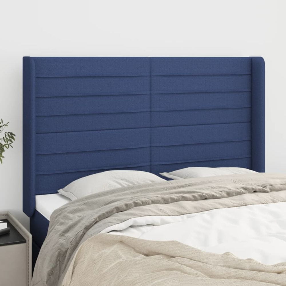 Vidaxl Čelo postele so záhybmi modré147x16x118/128 cm látka